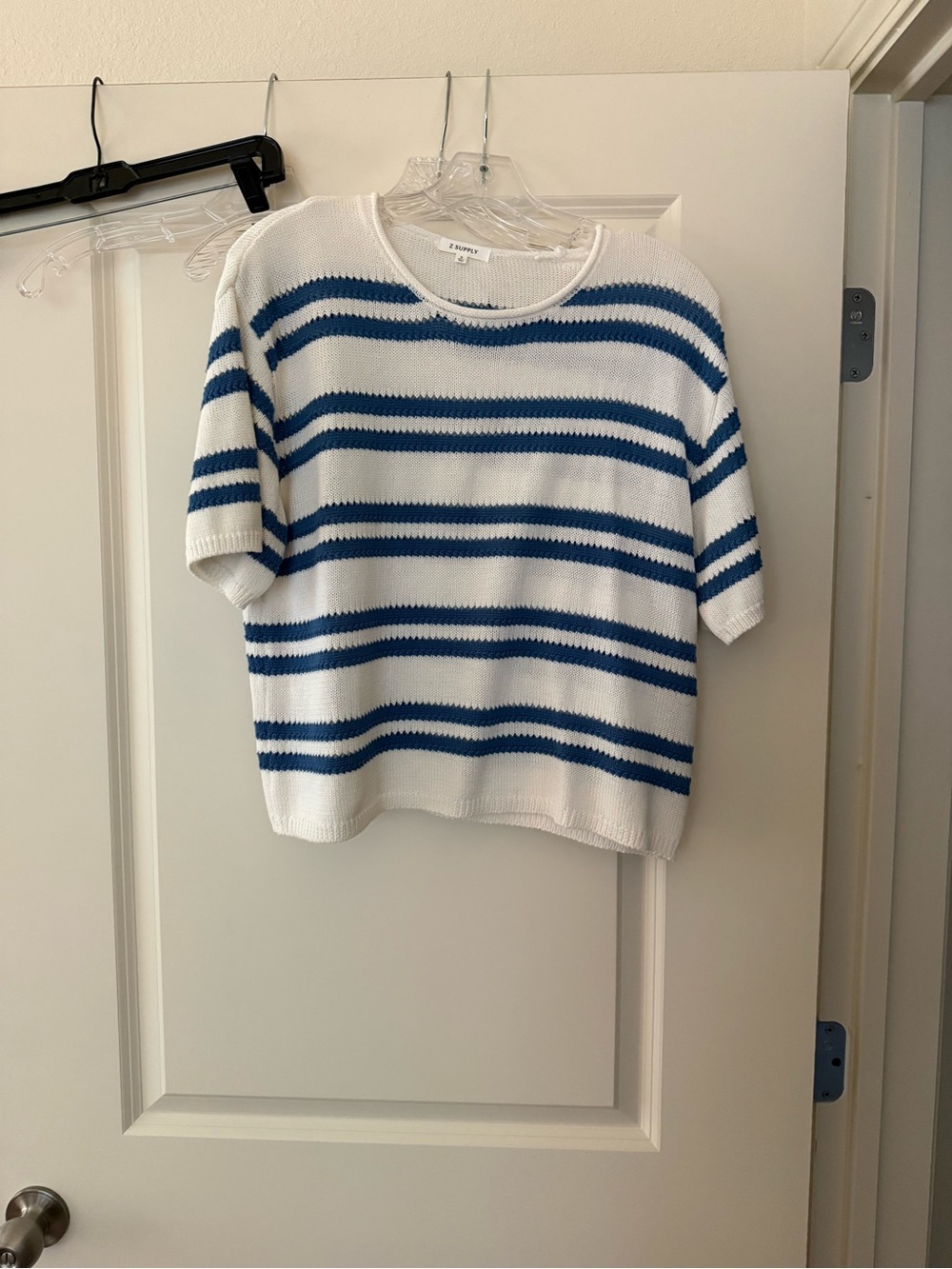 Z Supply-  Short-Sleeve Sweater Tee - White & Blue
